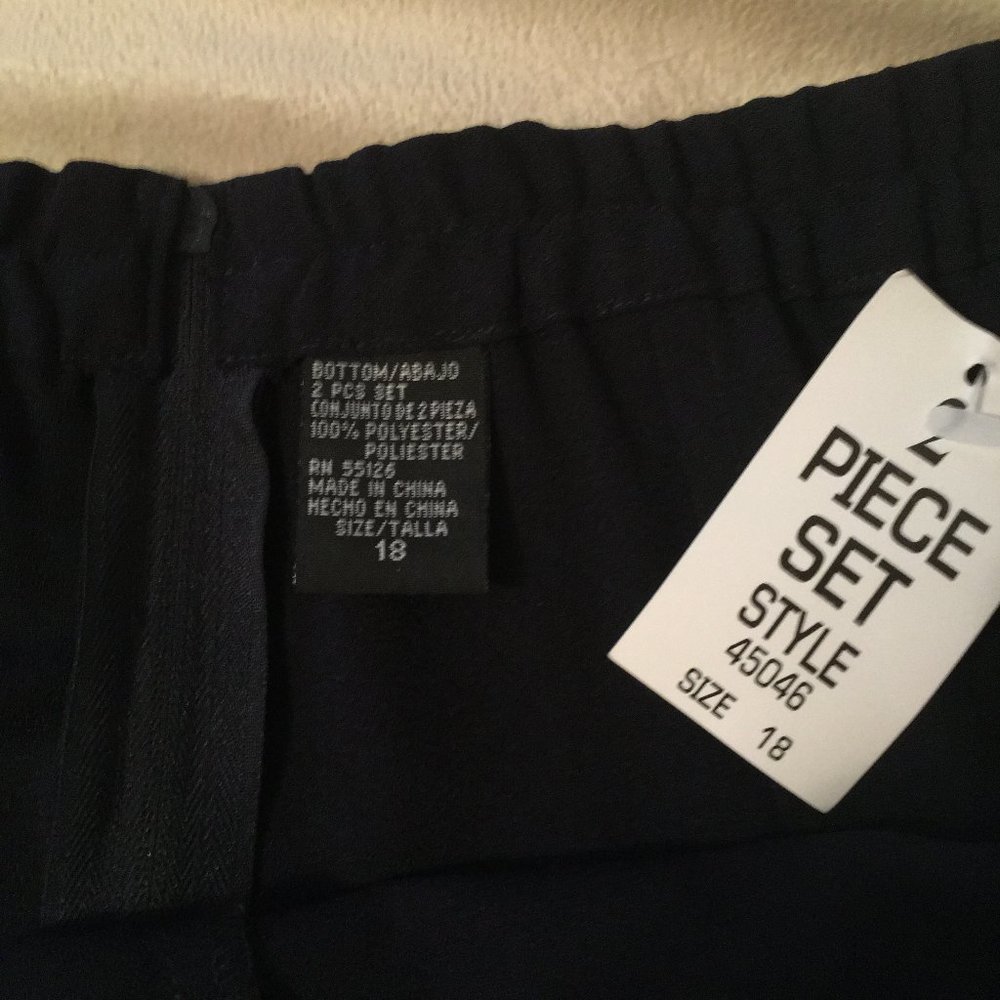 Vintage Positive Attitude Navy Blue 2pc. Pantsuit - Picture 10 of 11